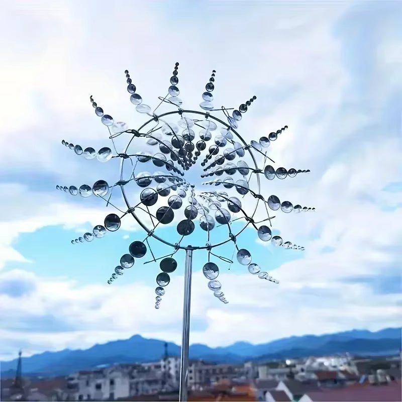1PC Metal Windmill Rotator Creative Courtyard Garden Lawn Decoration Unique Wind Collector Magical Kinetic Energy